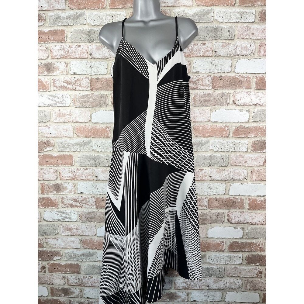 Laundry by Shelli Segal Striped Black‎ White Asymmetric Dress 6